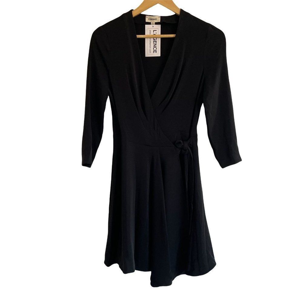 L'AGENCE Black Wrap Dress Mini Never Worn